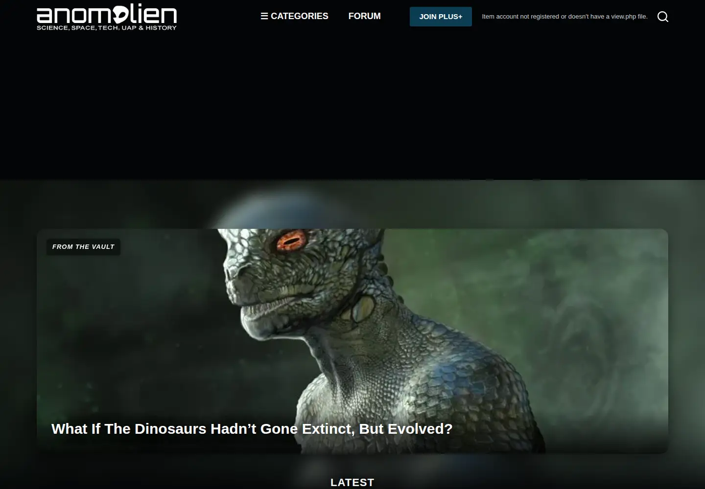 Captured homepage of anomalien.com in the current scan