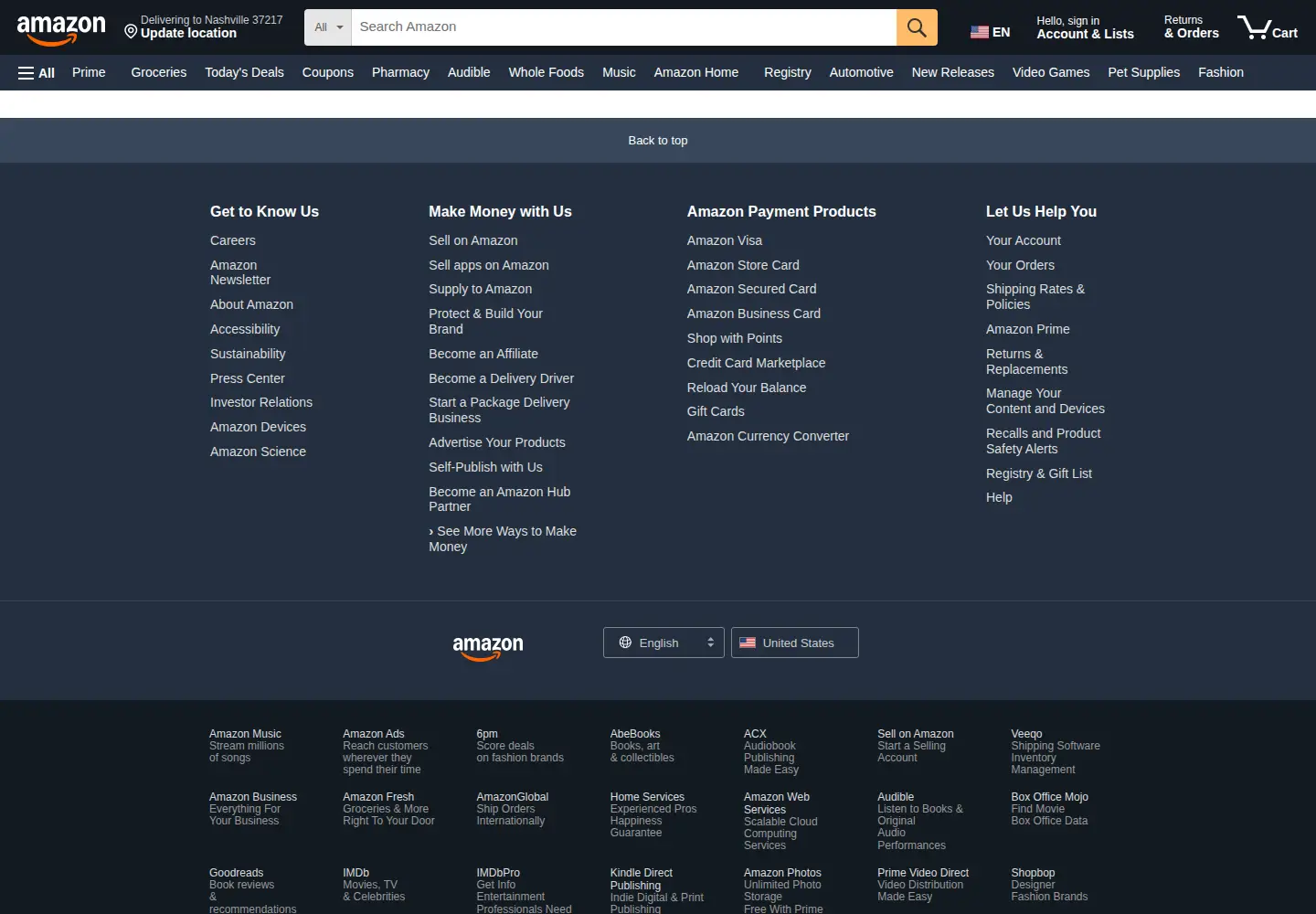 Captured homepage of fabric.com in the current scan