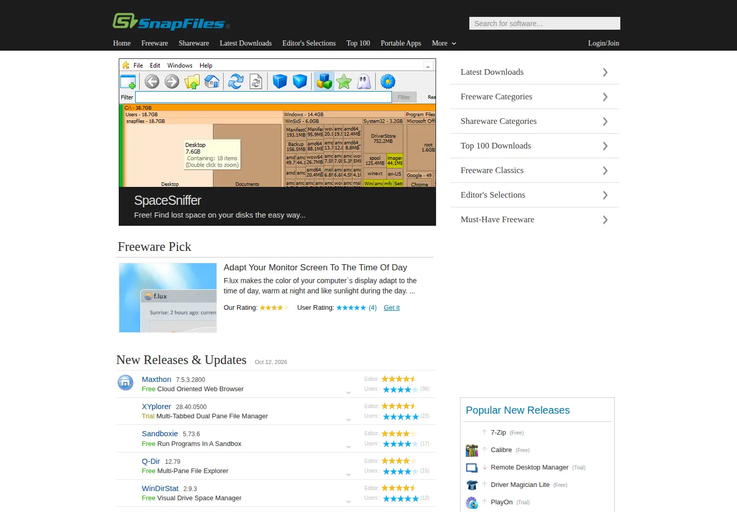 Captured homepage of snapfiles.com in the current scan