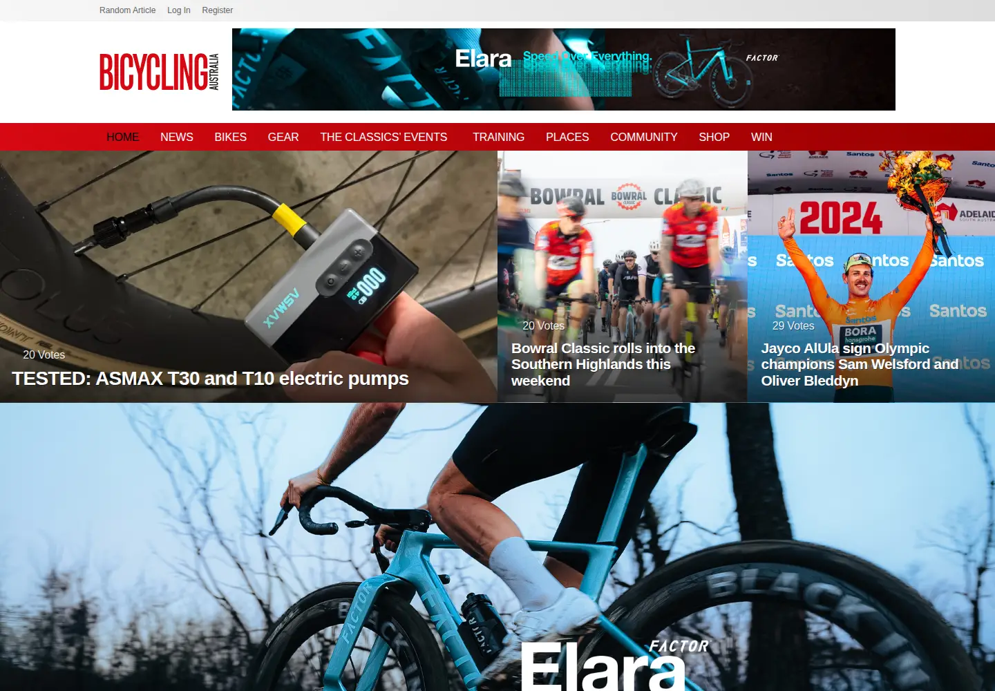 Screenshot of bicyclingaustralia.com.au