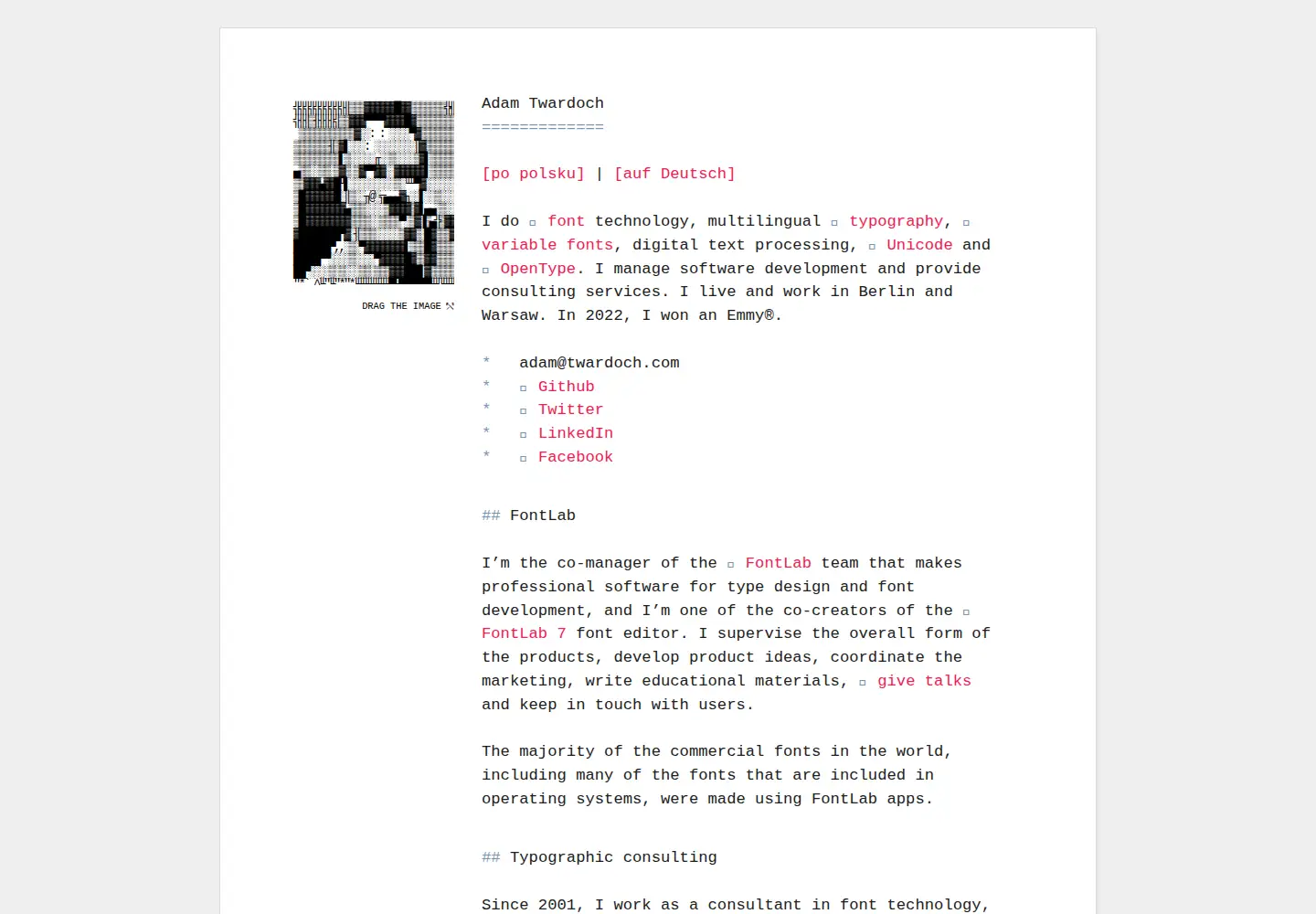 Captured homepage of twardoch.com in the current scan