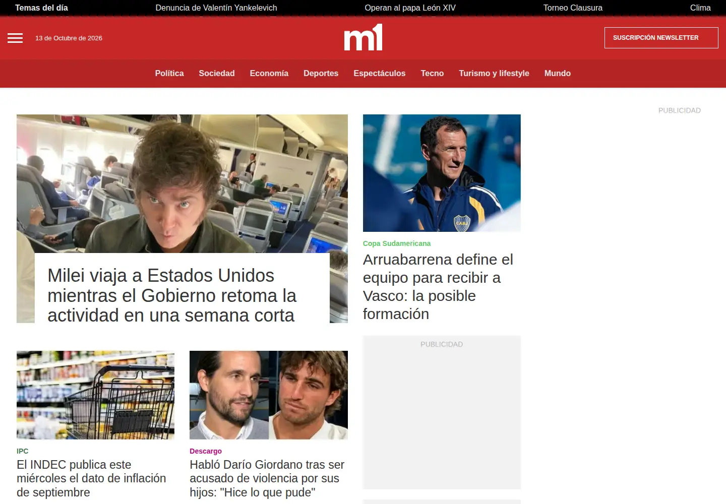 Captured homepage of minutouno.com in the current scan