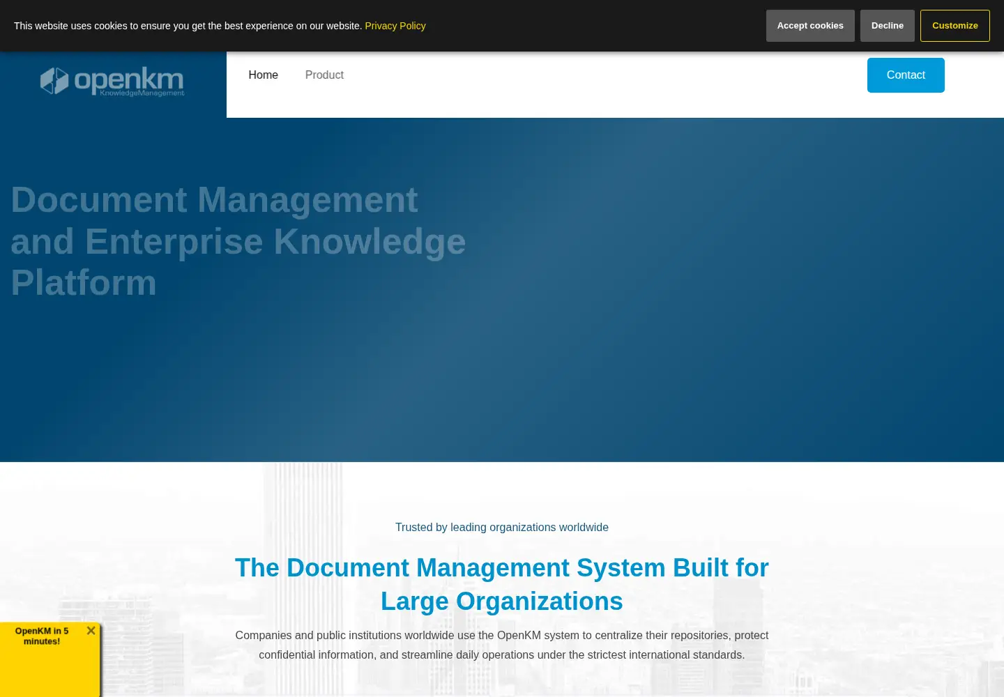 Captured homepage of openkm.com in the current scan