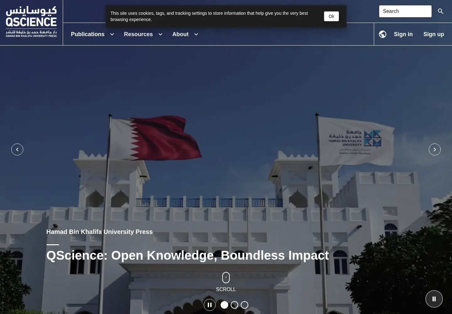 Captured homepage of qscience.com in the current scan