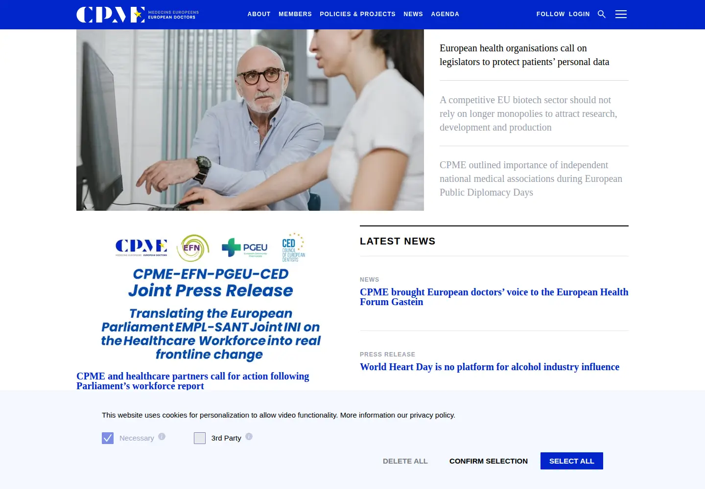 Captured homepage of cpme.eu in the current scan
