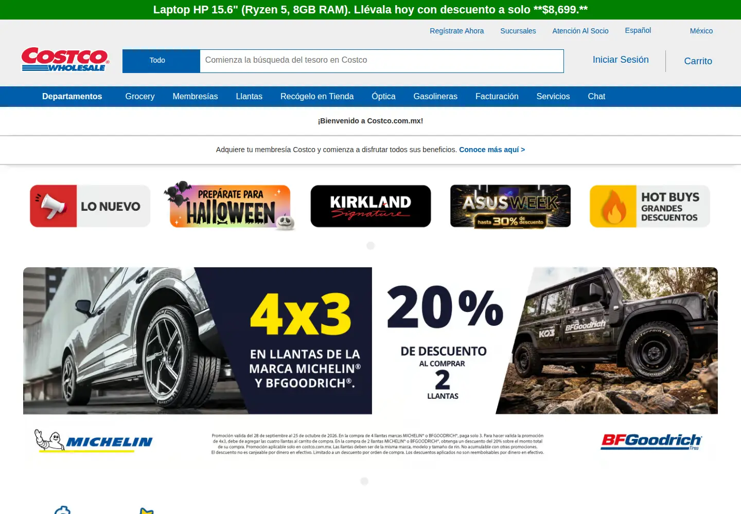 Screenshot of costco.com.mx