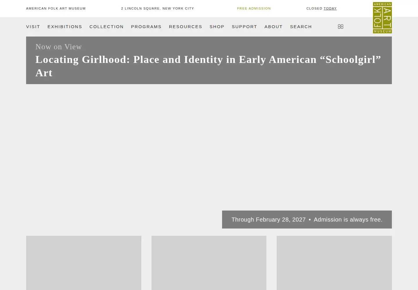 Captured homepage of folkartmuseum.org in the current scan