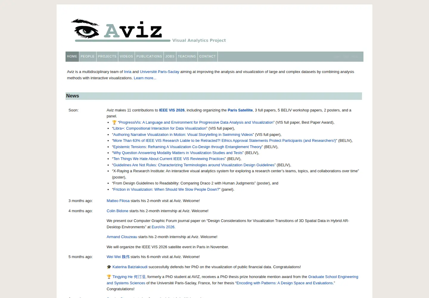 Captured homepage of aviz.fr in the current scan