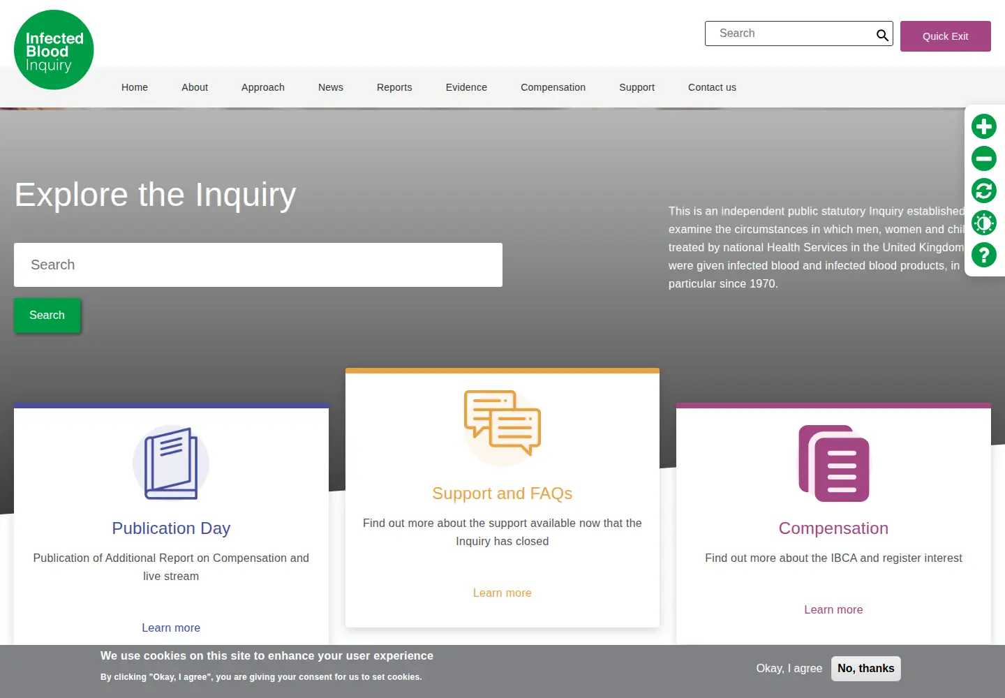 Screenshot of infectedbloodinquiry.org.uk