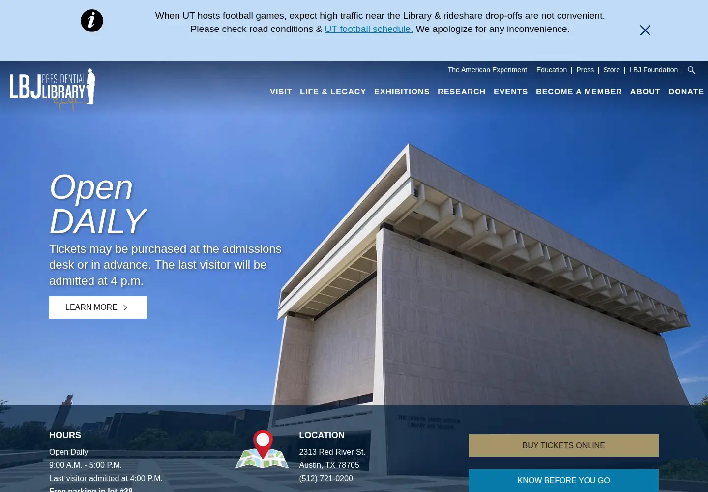 Screenshot of lbjlibrary.org