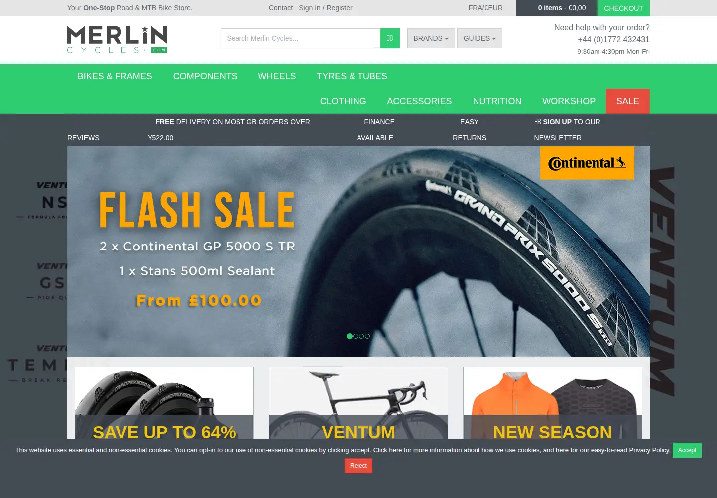 Screenshot of merlincycles.com
