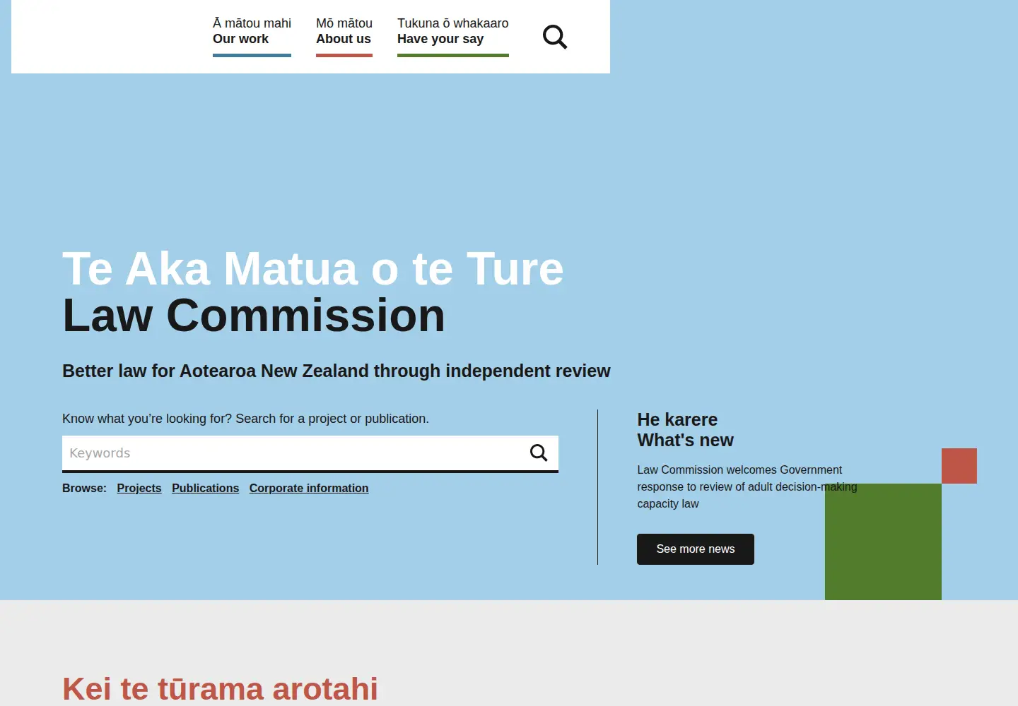 Screenshot of lawcom.govt.nz