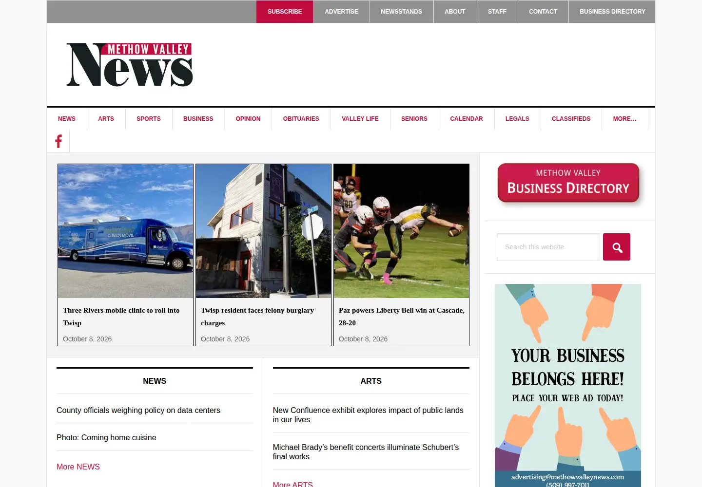 Screenshot of methowvalleynews.com