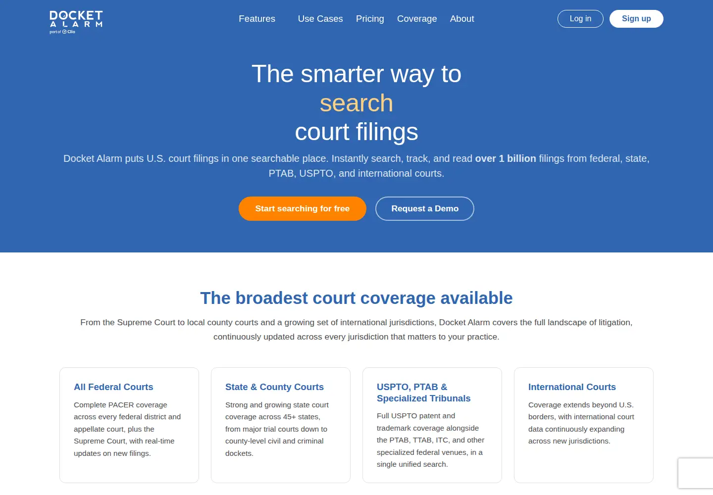 Screenshot of docketalarm.com