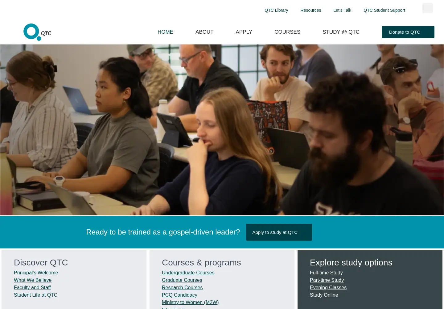 Screenshot of qtc.edu.au