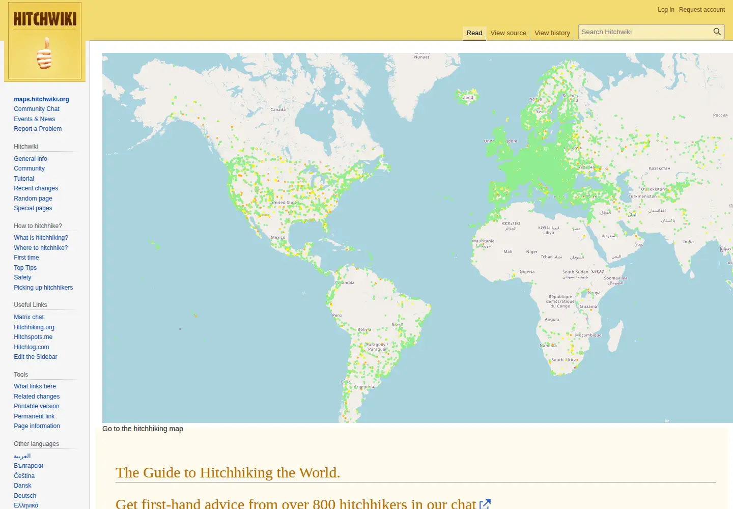Screenshot of hitchwiki.org