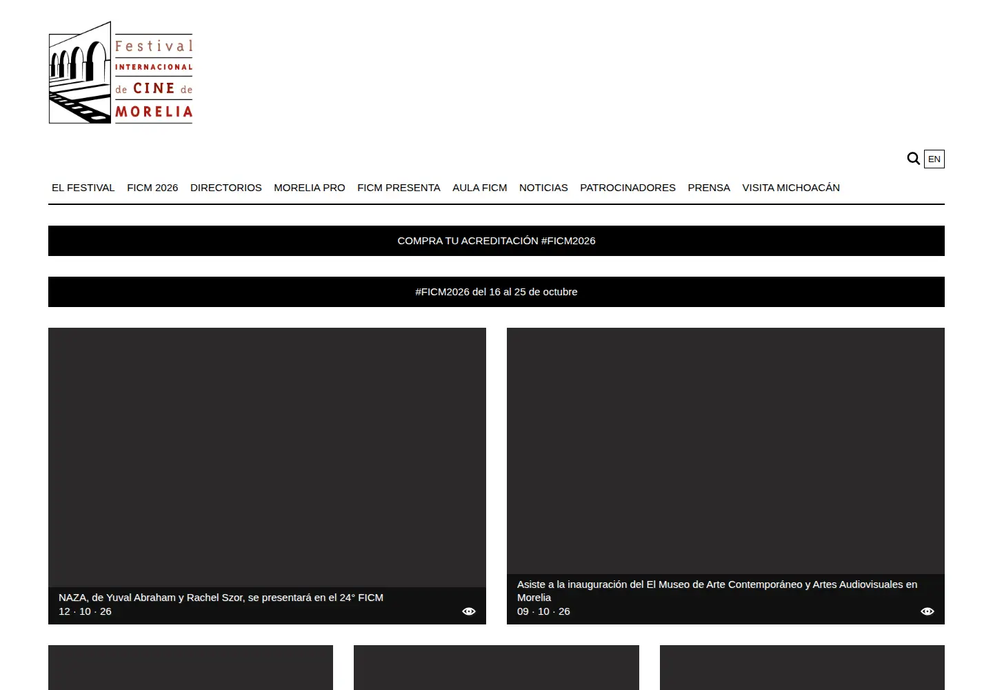 Captured homepage of moreliafilmfest.com in the current scan
