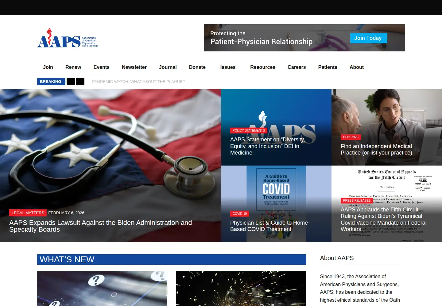 Captured homepage of aapsonline.org in the current scan