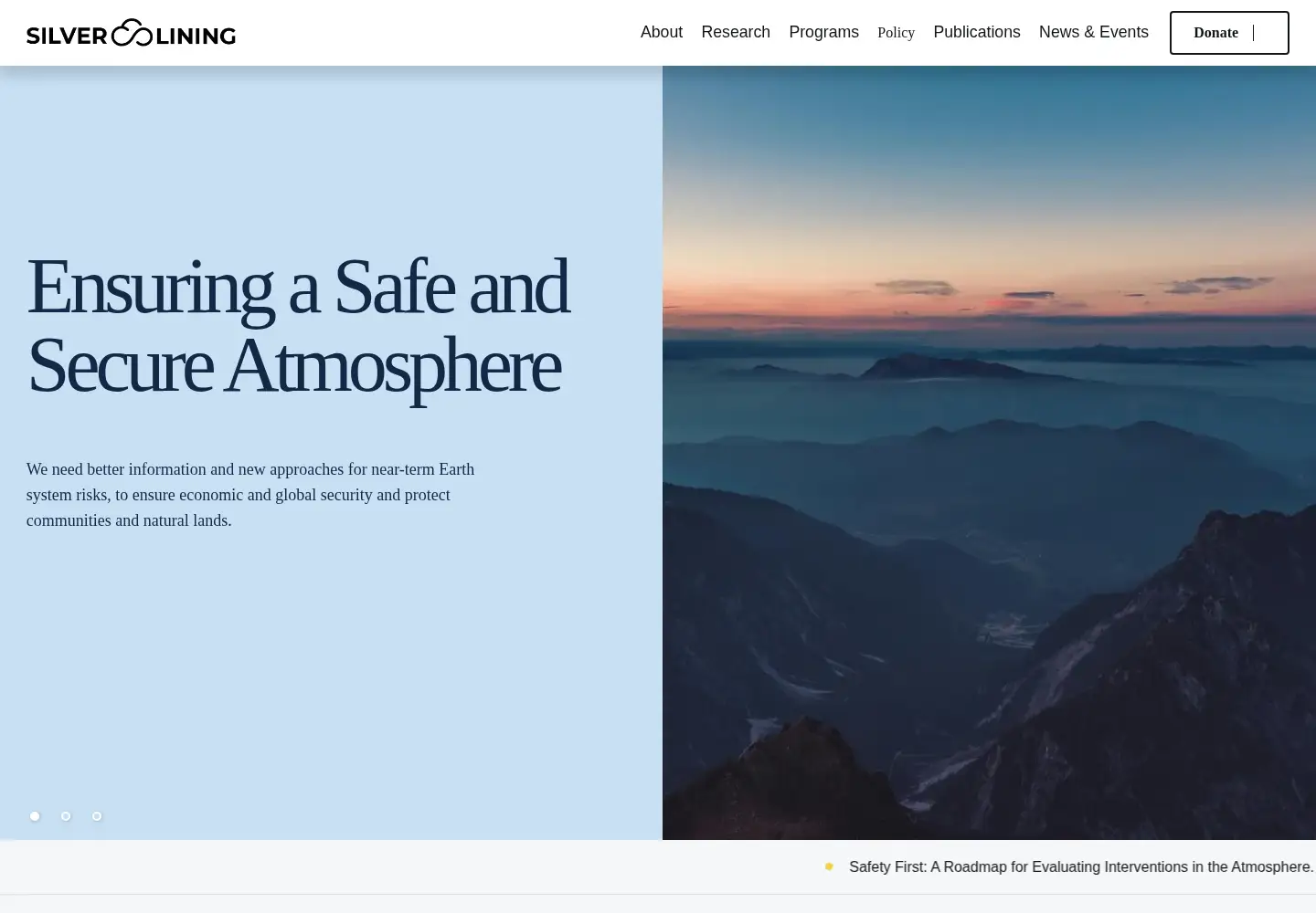 Captured homepage of silverlining.ngo in the current scan