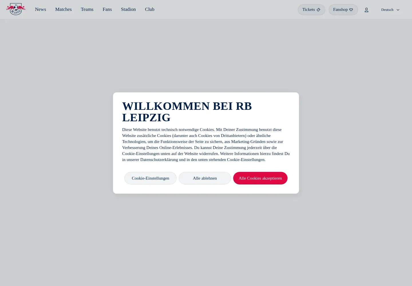 Captured homepage of rbleipzig.com in the current scan
