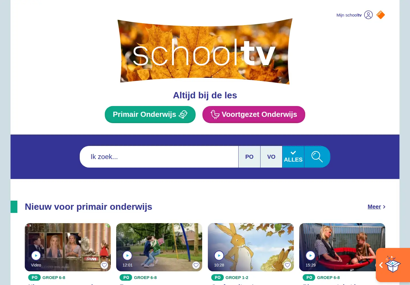 Screenshot of schooltv.nl