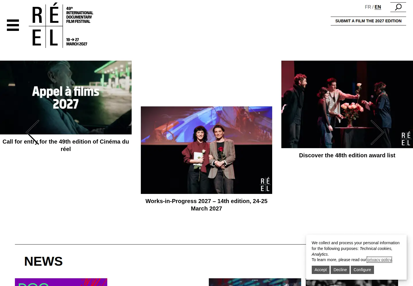 Captured homepage of cinemadureel.org in the current scan
