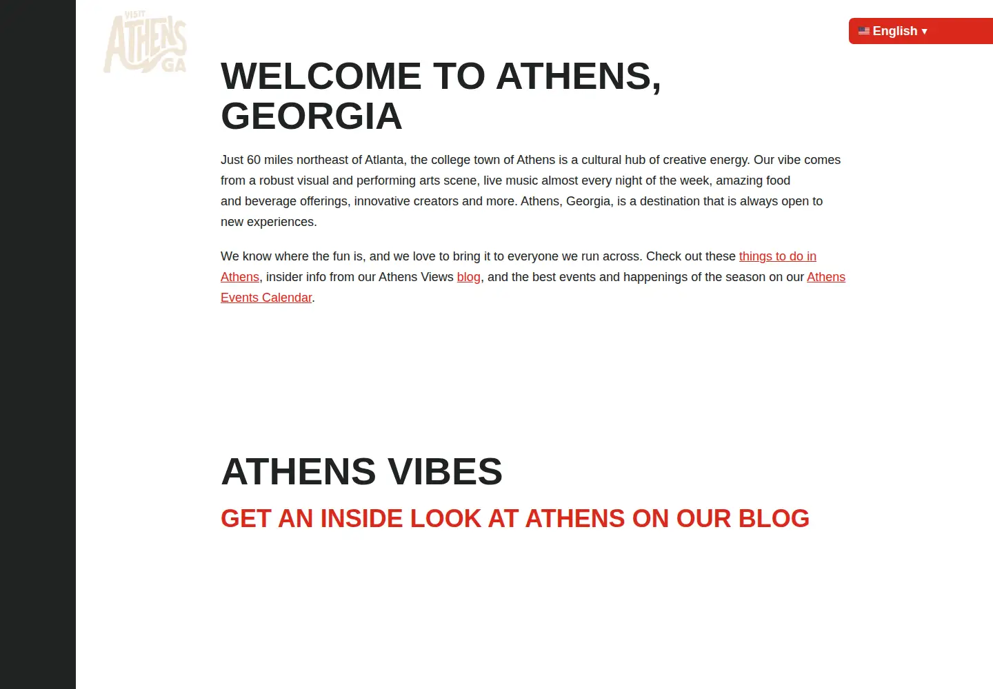 Screenshot of visitathensga.com