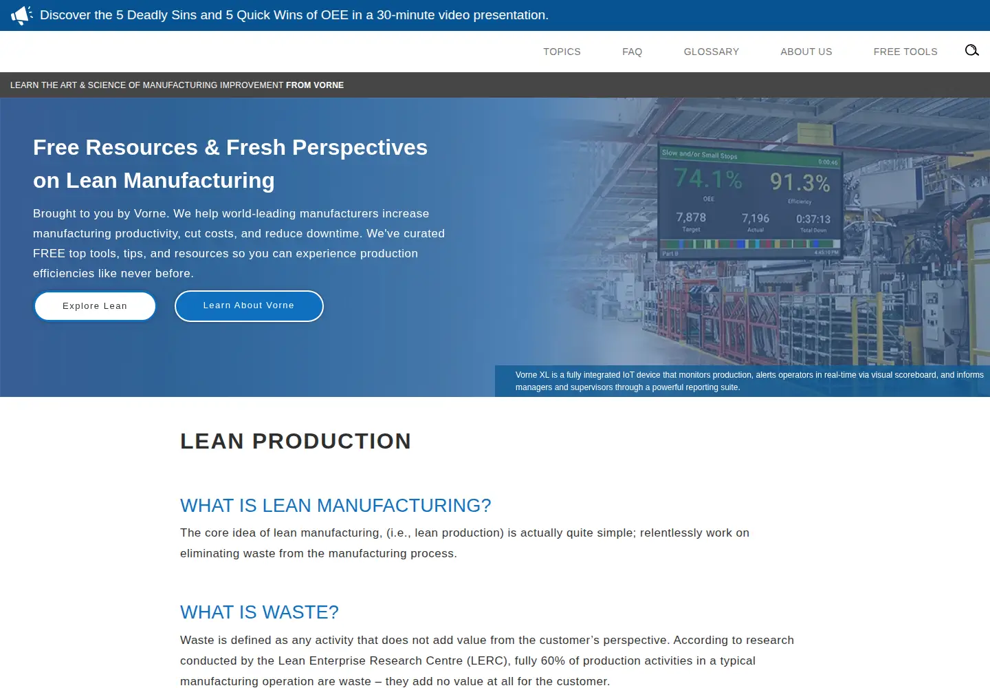 Captured homepage of leanproduction.com in the current scan