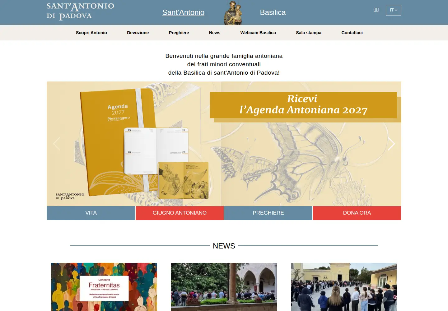 Captured homepage of santantonio.org in the current scan