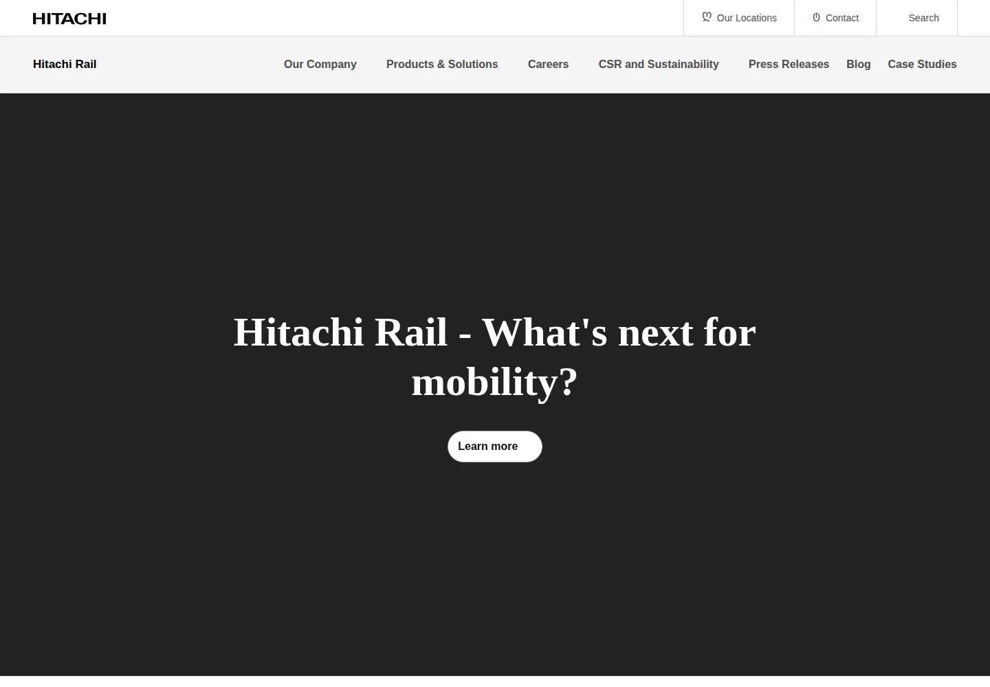 Captured homepage of hitachirail.com in the current scan