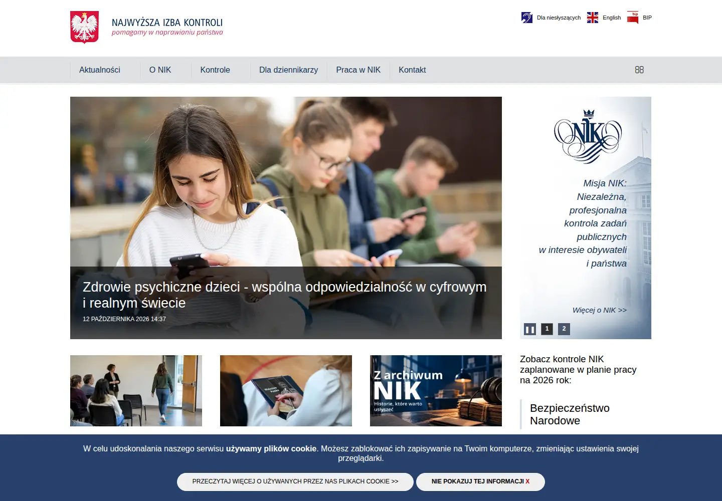 Captured homepage of nik.gov.pl in the current scan