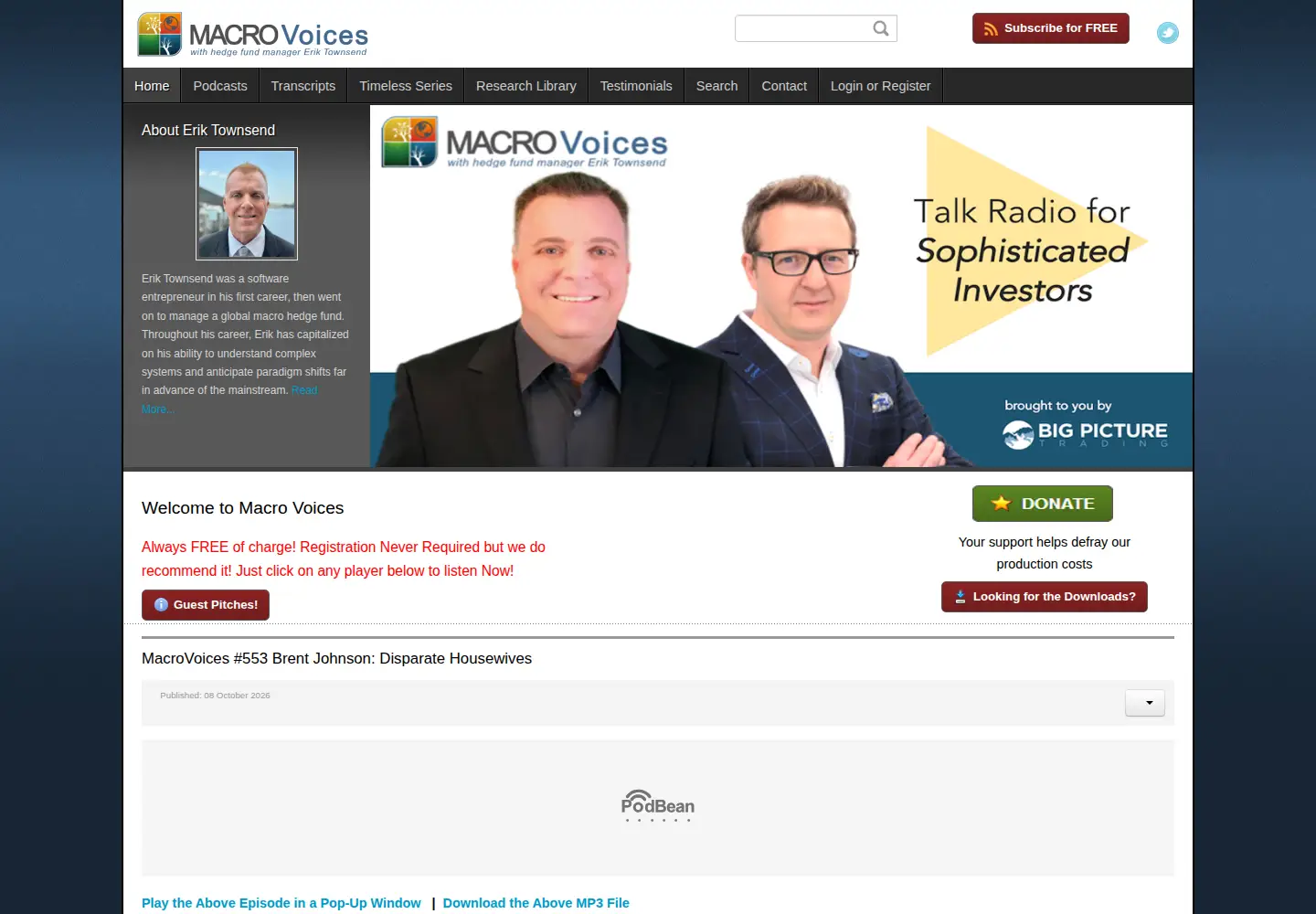 Captured homepage of macrovoices.com in the current scan
