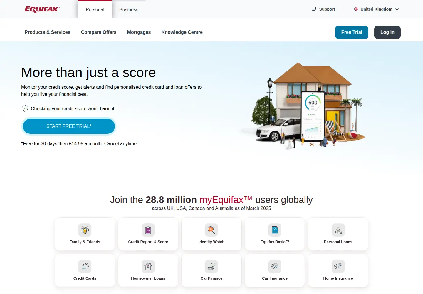 Captured homepage of equifax.co.uk in the current scan