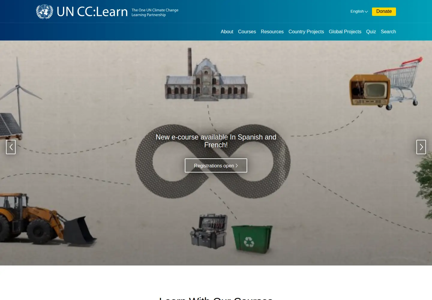 Captured homepage of uncclearn.org in the current scan