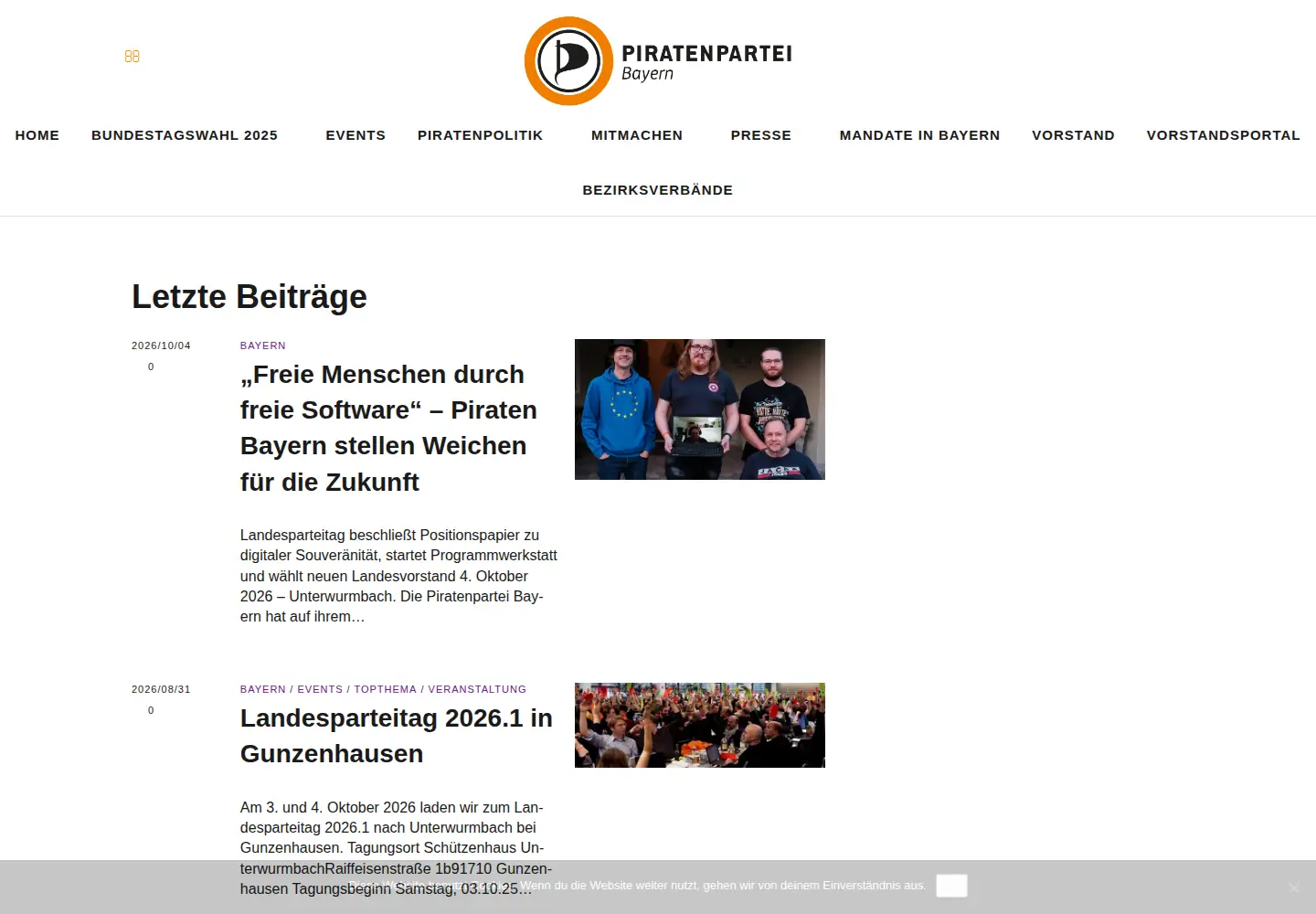 Screenshot of piratenpartei-bayern.de