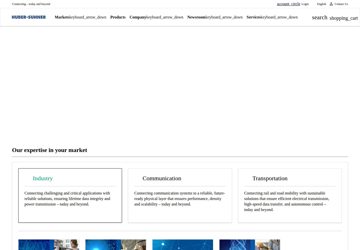 Captured homepage of hubersuhner.com in the current scan