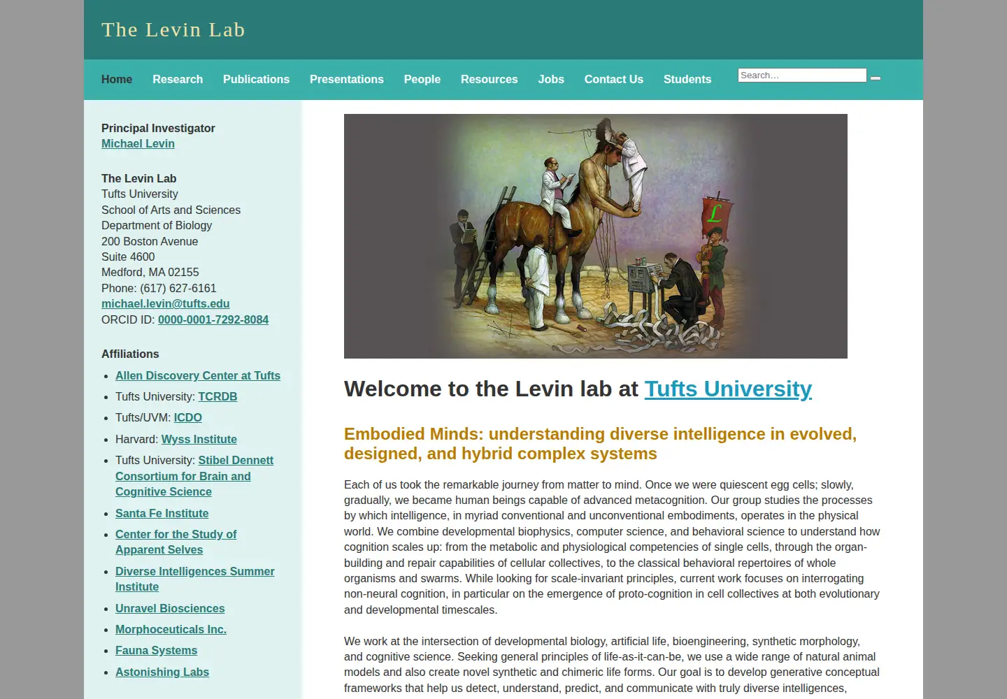 Captured homepage of drmichaellevin.org in the current scan