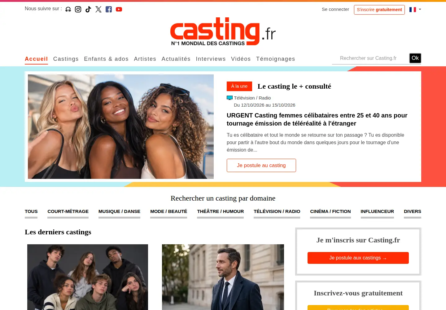 Screenshot of casting.fr