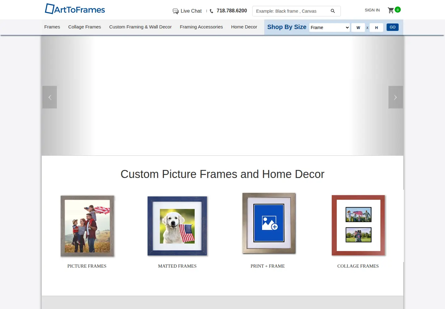 Captured homepage of arttoframe.com in the current scan