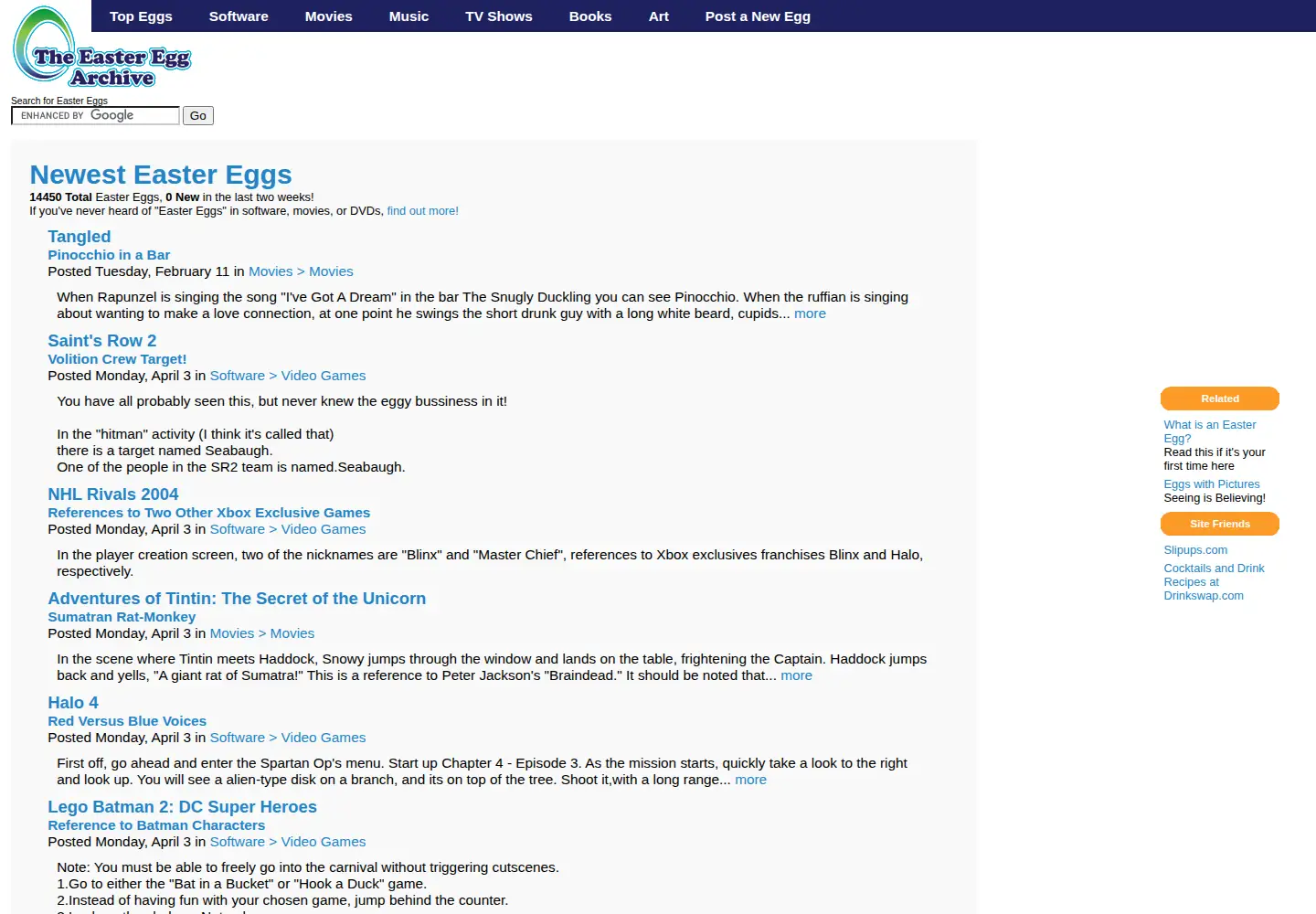 Screenshot of eeggs.com