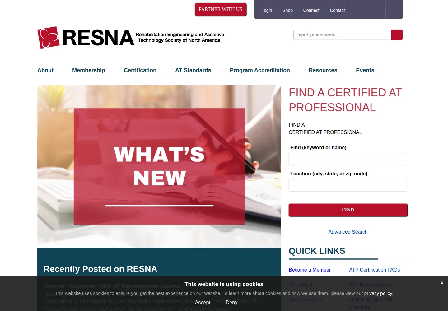 Captured homepage of resna.org in the current scan