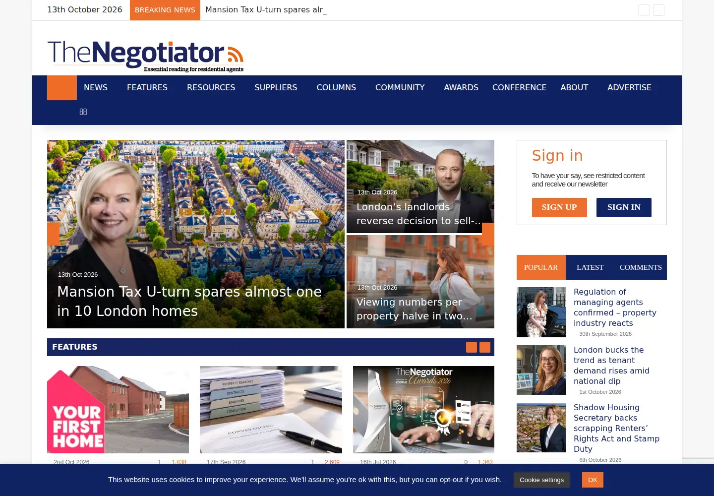 Screenshot of thenegotiator.co.uk