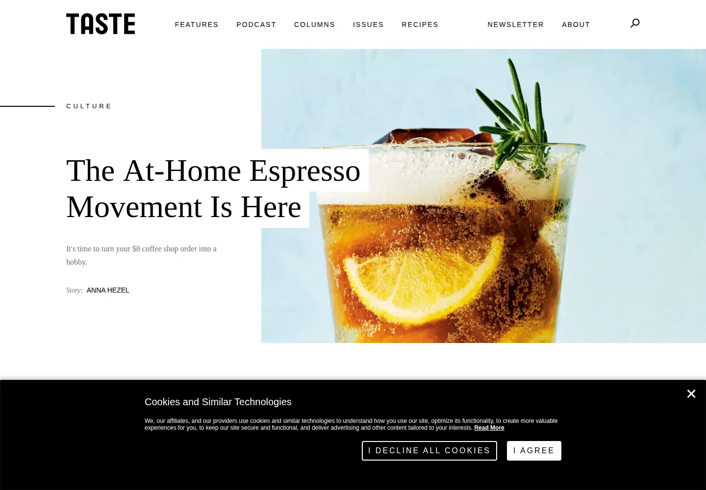 Screenshot of tastecooking.com
