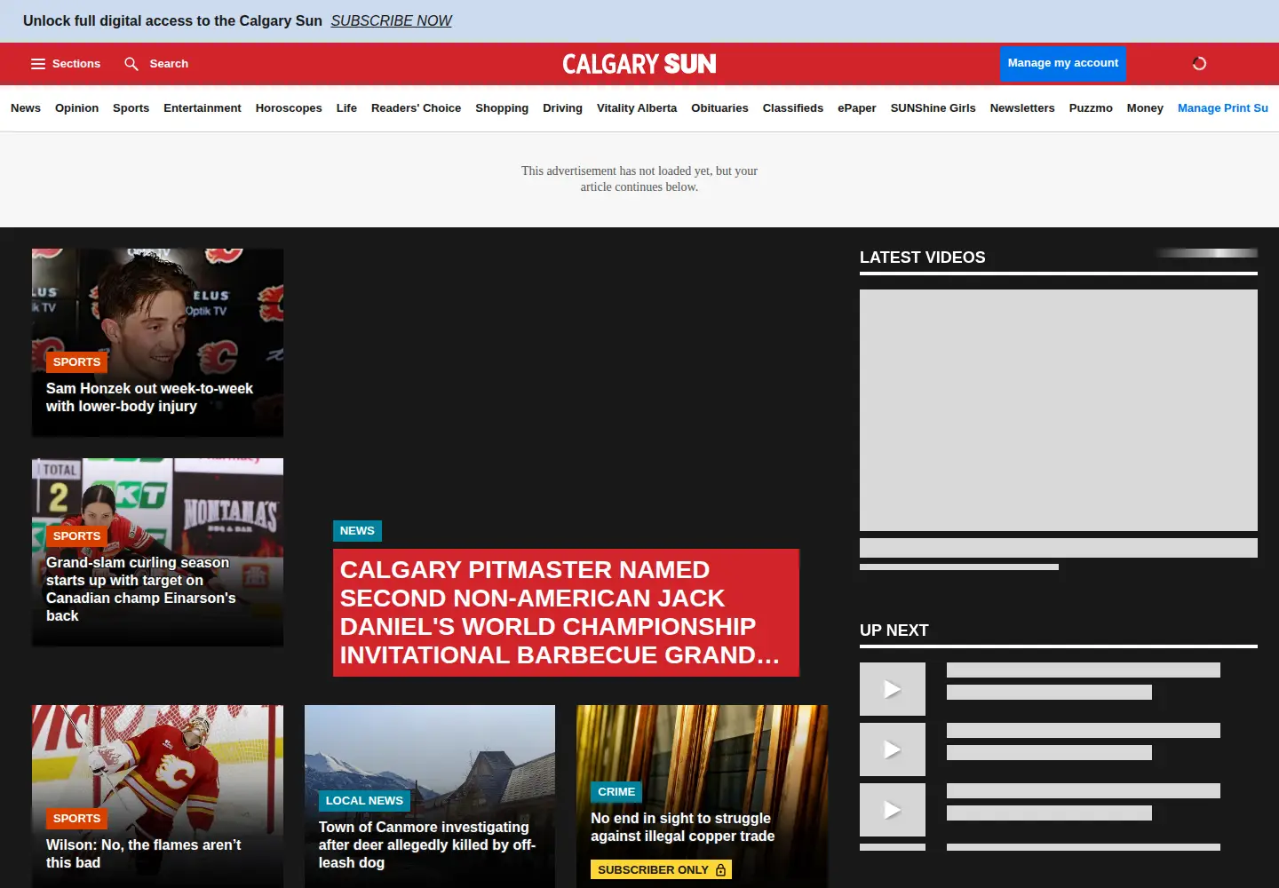 Screenshot of calgarysun.com