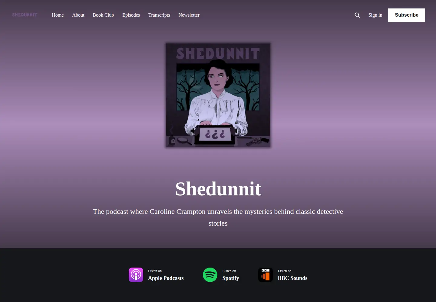Captured homepage of shedunnitshow.com in the current scan