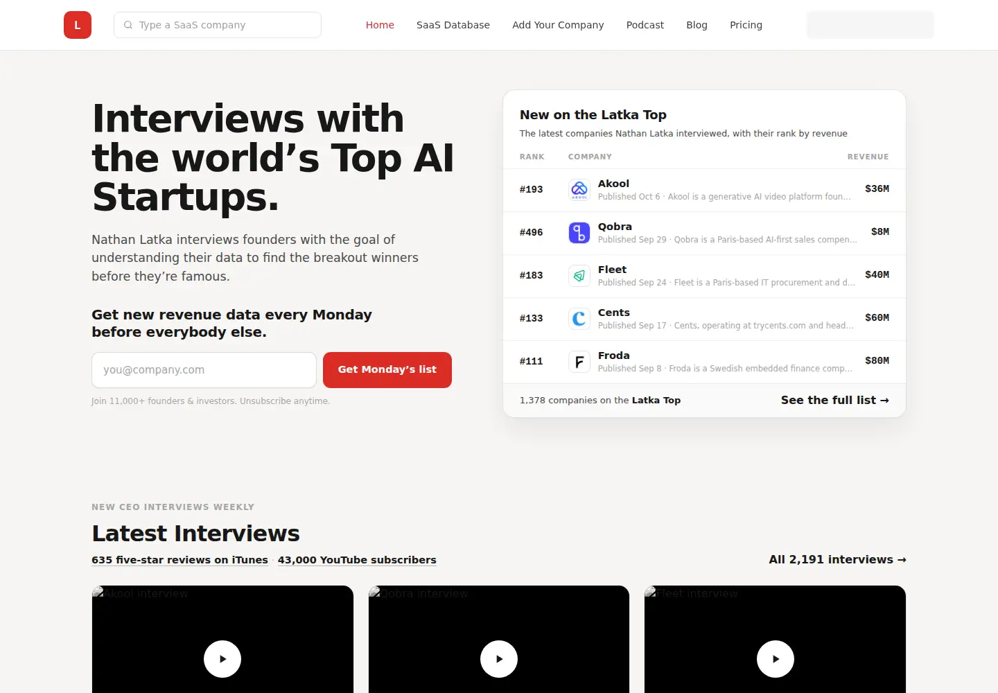Screenshot of getlatka.com