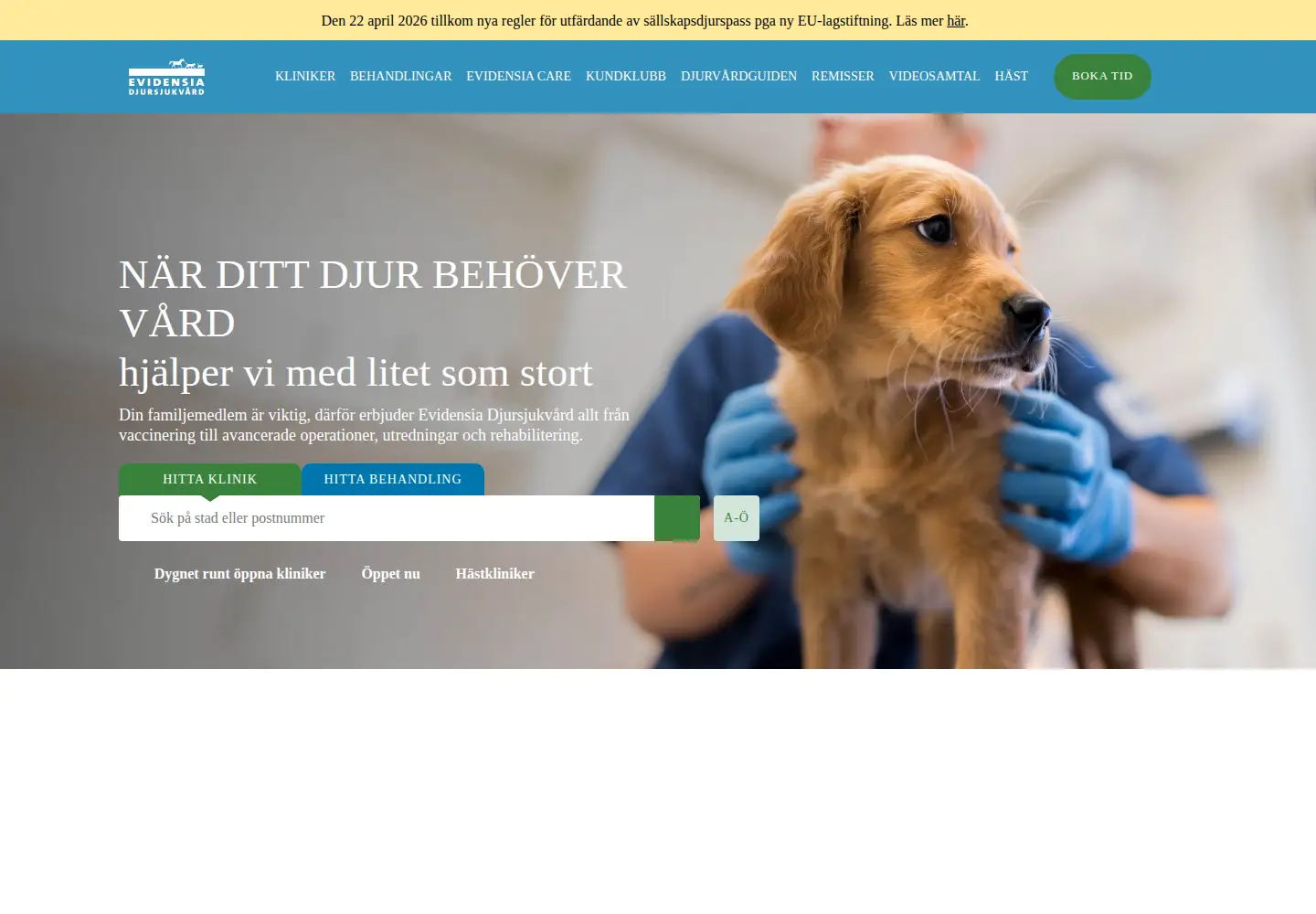 Screenshot of evidensia.se