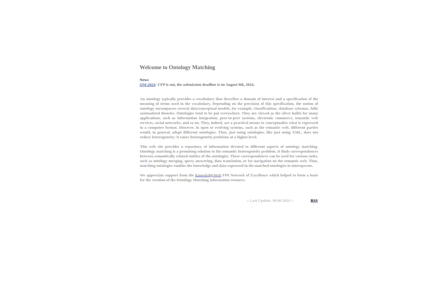 Screenshot of ontologymatching.org