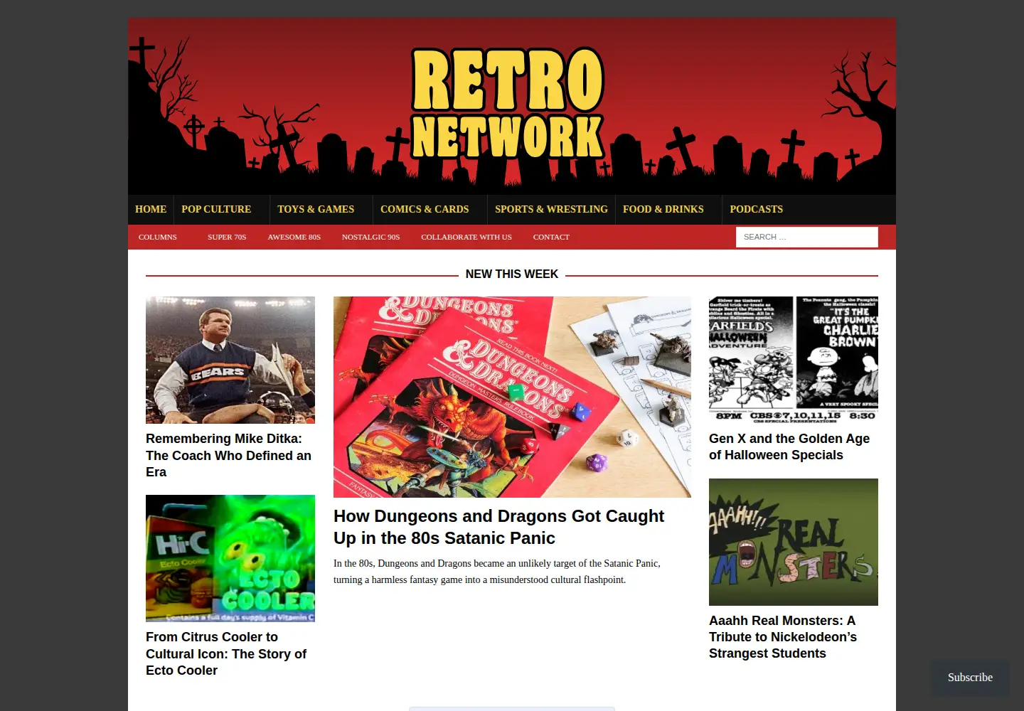 Captured homepage of theretronetwork.com in the current scan