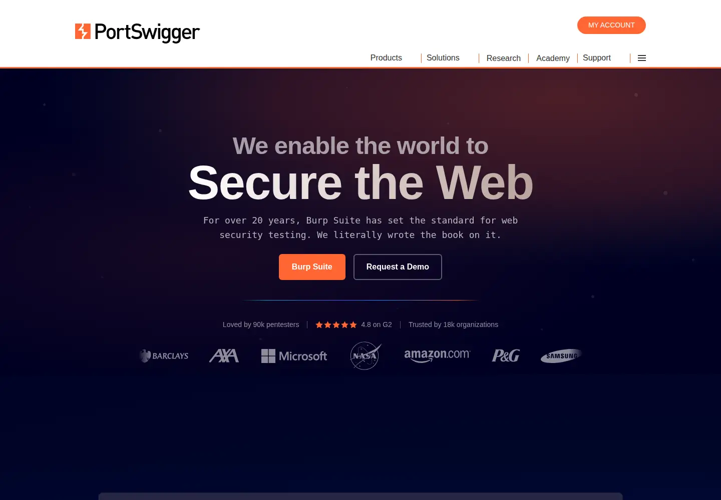 Screenshot of portswigger.net
